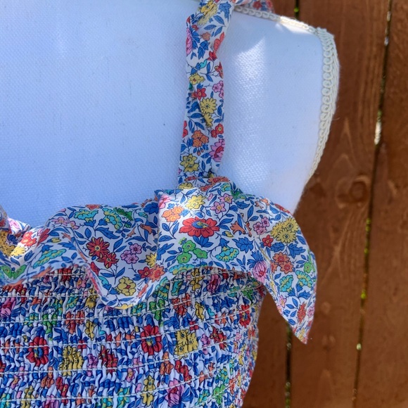 J.Crew x Liberty of London smocked peplum ruffle tank sz. XXS - Picture 2 of 3